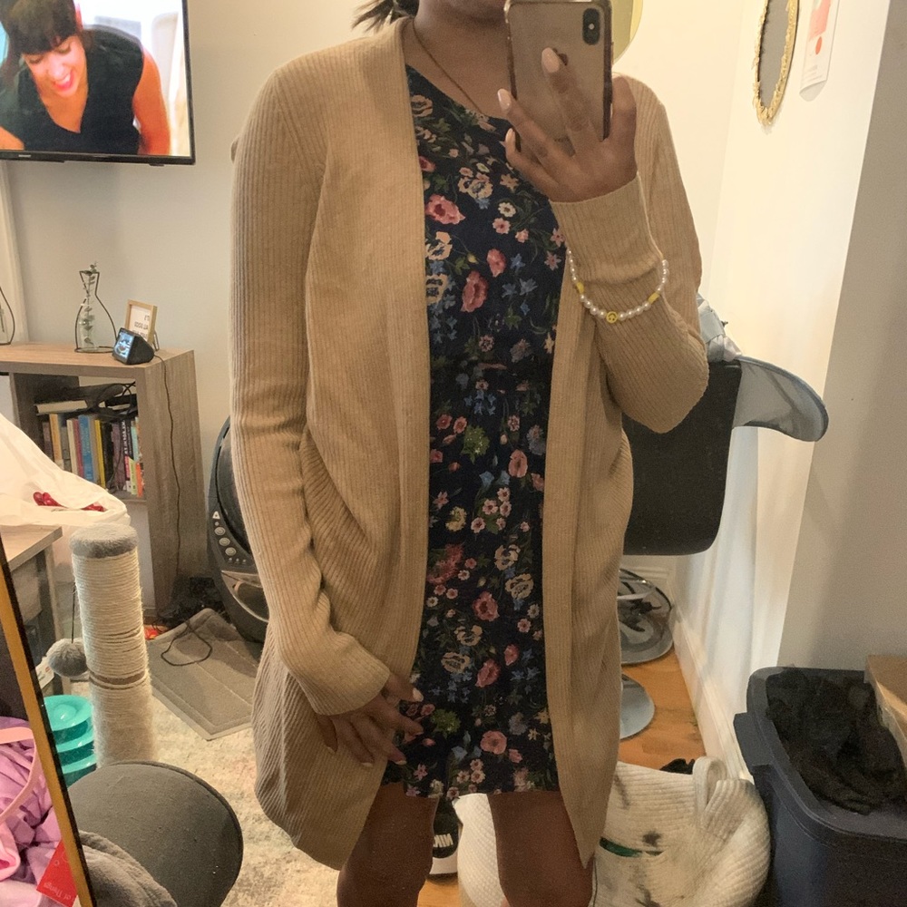 Cream colored long cardigan. Small. Loft. Never worn
